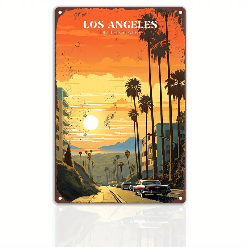 Plaque metal deco vintage 🌎 LOS ANGELES Etats Unis N° 206 ✔