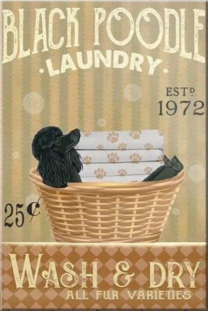 CANICHE PLAQUE BLACK POODLELAUNDRY WASH & DRY ALL FUR VARIETIES