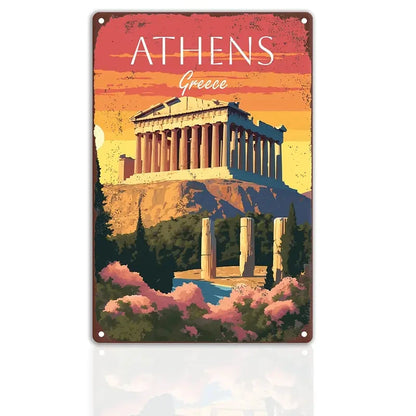 Plaque métal déco vintage 🌎 ATHENES Grèce N° 28 ✔