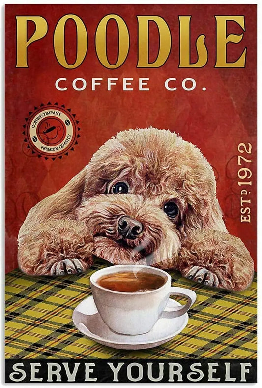 CANICHE PLAQUE POODLE COFFEE CO. SERVE YOURSELF