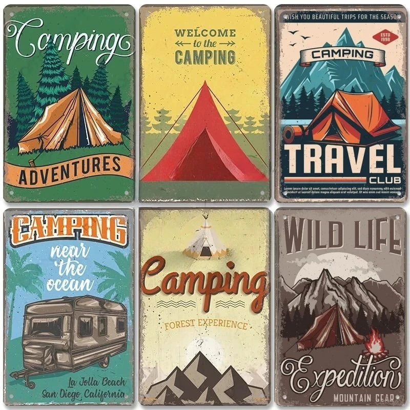 Placa metálica decorativa vintage 🏕️ CAMPING N° 26 ✔