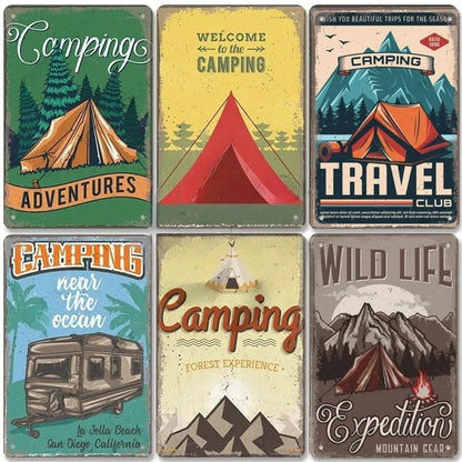 Placa metálica decorativa vintage 🏕️ CAMPING N° 26 ✔