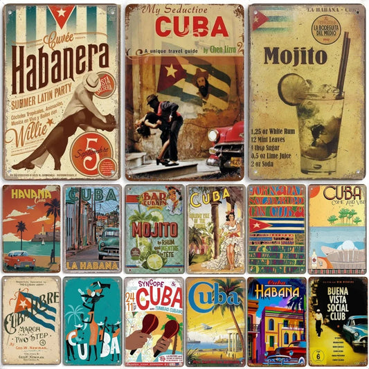 00000cubaVintage Travel Cuba Poster Metal