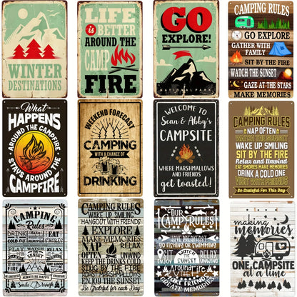 Placa metálica decorativa vintage 🏕️ CAMPING N° 2 ✔