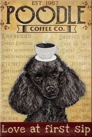 CANICHE PLAQUE POODLE COFFEE CO. LOVE AT FIRST SIP