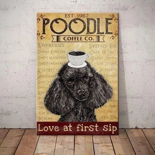 CANICHE PLAQUE POODLE COFFEE CO. LOVE AT FIRST SIP