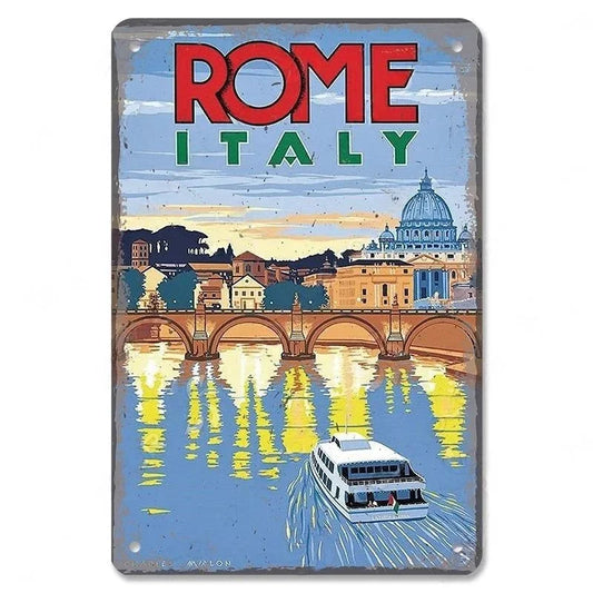 Plaque métal déco vintage 🌎 ROME Italie  N° 69 ✔