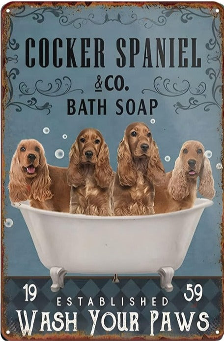 COCKER PLAQUE COCKER SPANIEL & CO. BATH SOAP WASH YOUR PAWS