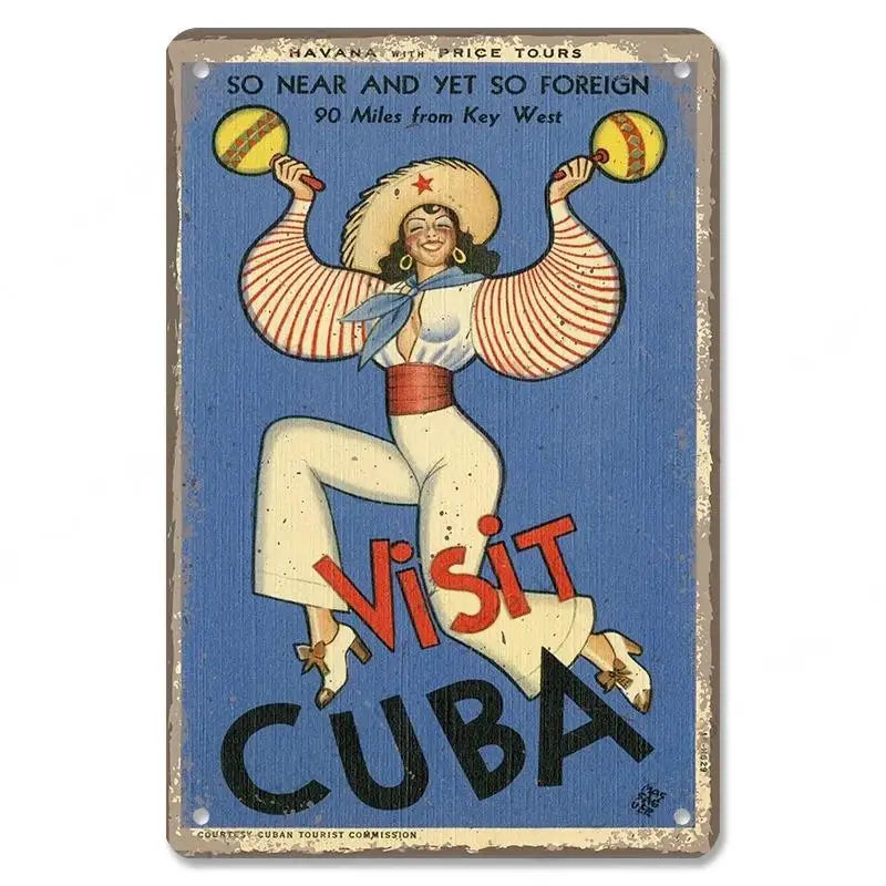 Plaque métal déco vintage 🌎 Cuba N° 31 ✔