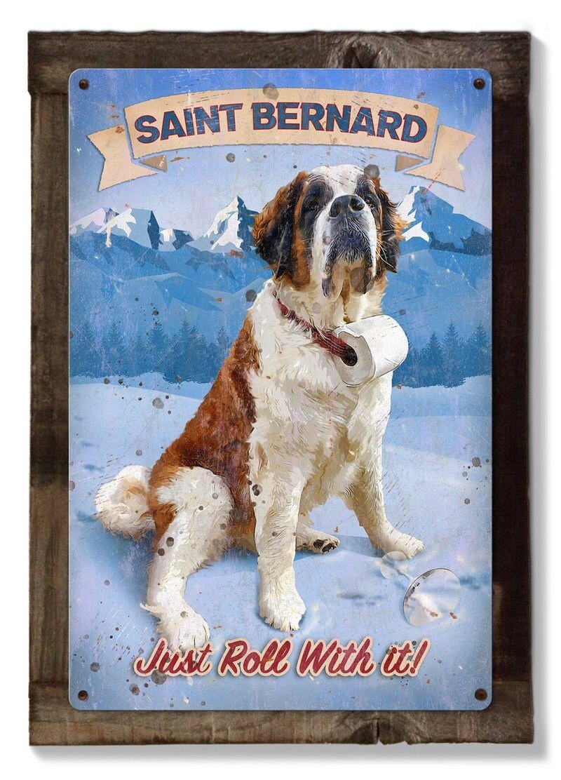 SAINT BERNARD Plaque métal décorative vintage