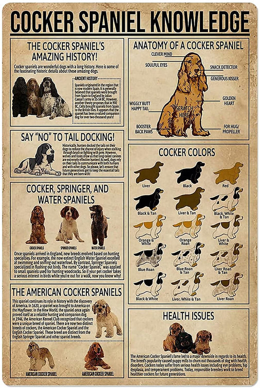 COCKER PLAQUE COCKER SPANIEL KNOWLEDGE