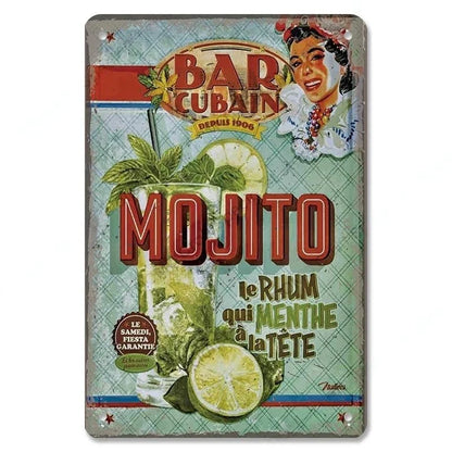 Plaque métal déco vintage🍹🍒 🍾 Cocktail MOJITO N° 2 ✅