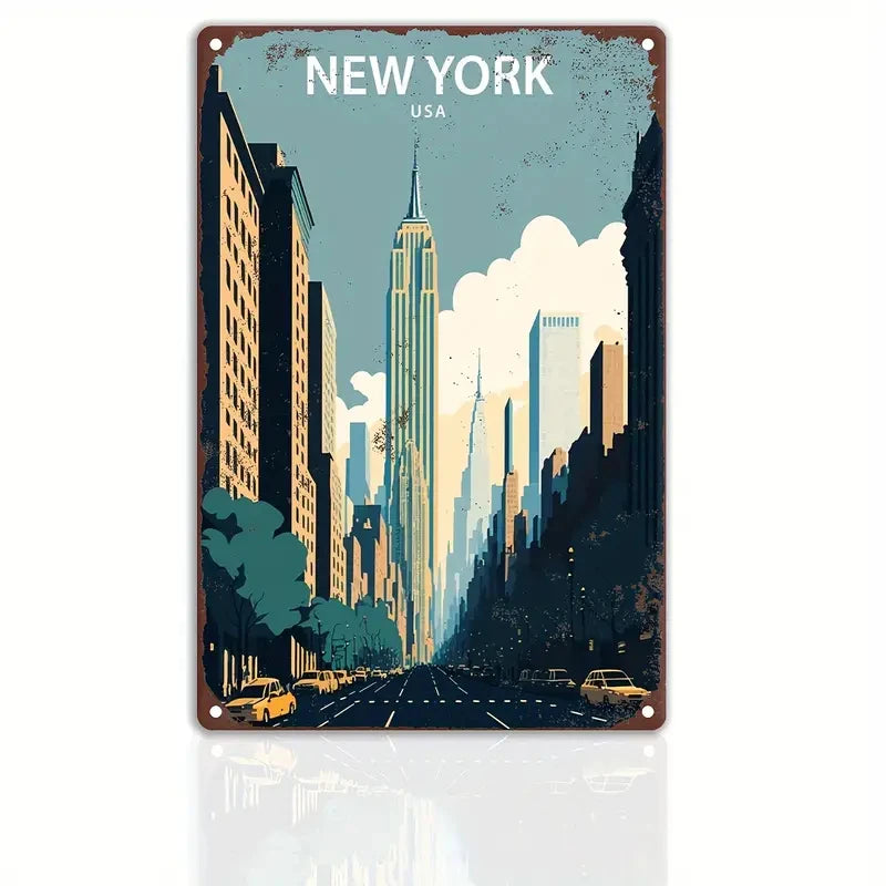 Plaque metal deco vintage 🌎 NEW YORK Etats Unis N° 204 ✔