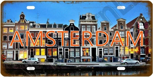 Plaque métal déco vintage 🌍 AMSTERDAM Pays-Bas N° 27 ✔