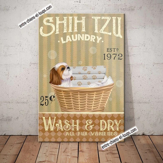 SHIH TZU Plaque métal décorative vintage