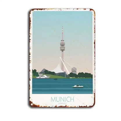 Plaque métal déco vintage 🌎 MUNICH Allemagne N° 53 ✔