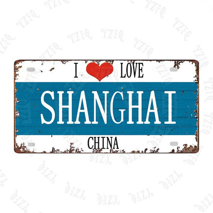 Plaque métal déco vintage 🌏 SHANGHAI  Chine N° 14 ✔