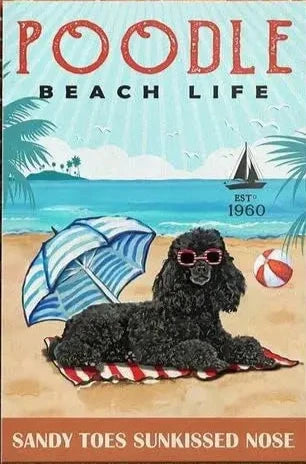 CANICHE PLAQUE POODLE BEACH LIFE SANDY TOES SUNKISSED NOSE