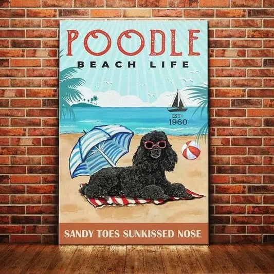 CANICHE PLAQUE POODLE BEACH LIFE SANDY TOES SUNKISSED NOSE