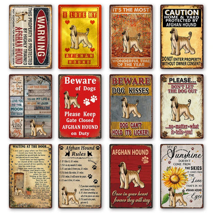 Plaque métal déco vintage 🐕‍🦺 LEVRIER Afghan N° 70 ✔