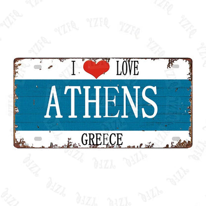 Plaque métal déco vintage 🌎 ATHENES Grèce N° 29 ✔