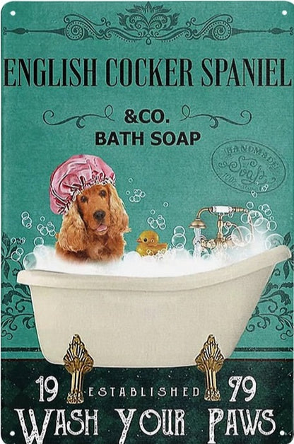 COCKER PLAQUE ENGLISH COCKER SPANIEL & CO. BARH SOAP WASH YOUR PAWS