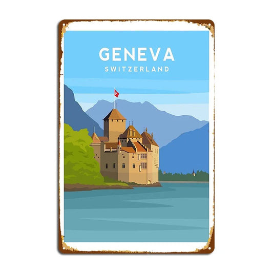 Plaque métal déco vintage 🌍 SUISSE Genève N° 29 ✔