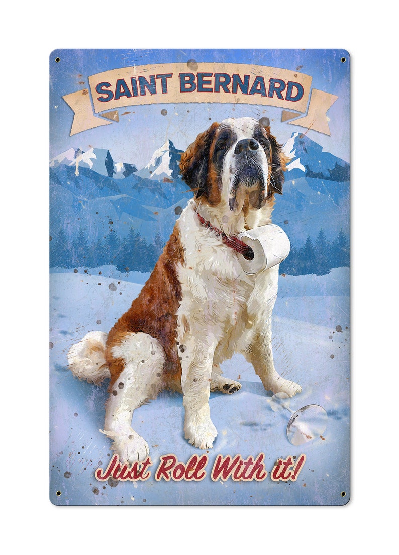 SAINT BERNARD Plaque métal décorative vintage