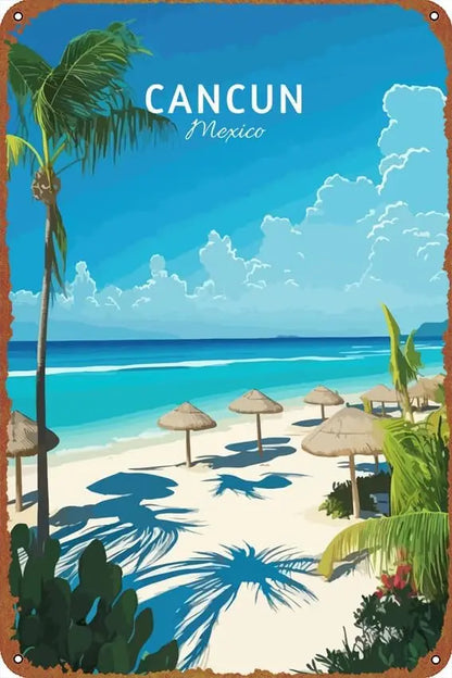 Plaque métal déco vintage 🌍 CANCUN Mexique N° 26 ✔