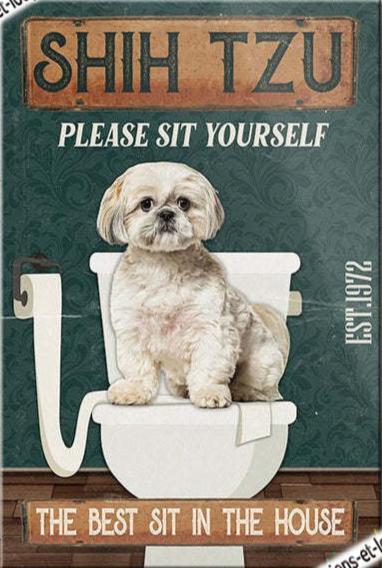 SHIH TZU Plaque métal décorative vintage