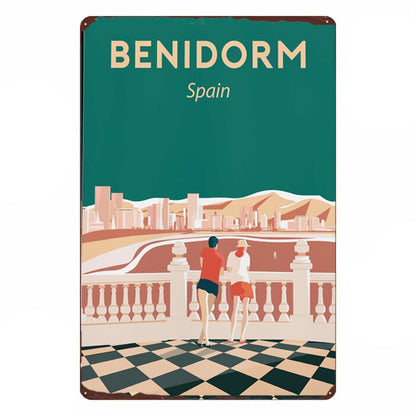 Vintage decorative metal plate 🌎 BENIDORM Spain No. 80 ✔ 