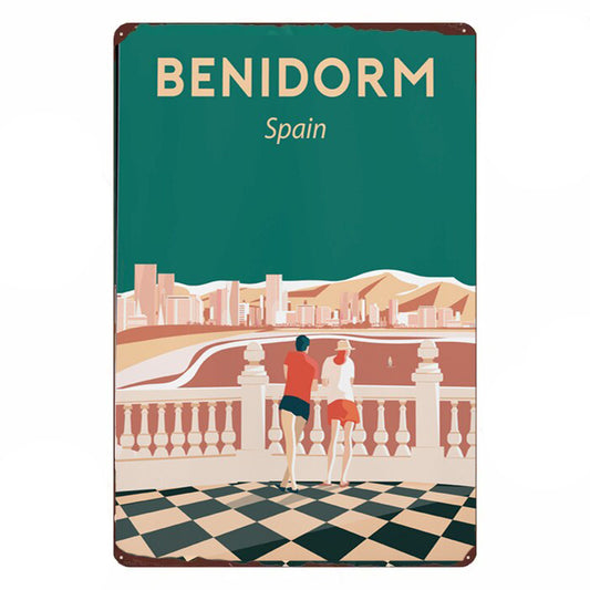 Plaque métal déco vintage 🌎 BENIDORM Espagne N° 80 ✔