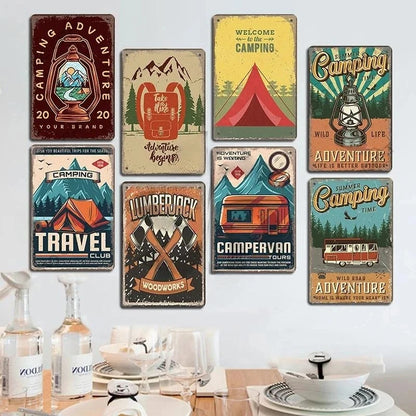 Placa metálica decorativa vintage 🏕️ CAMPING N° 26 ✔