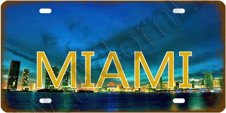 Plaque métal déco vintage 🌎 MIAMI Floride Etats Unis N° 91 ✔