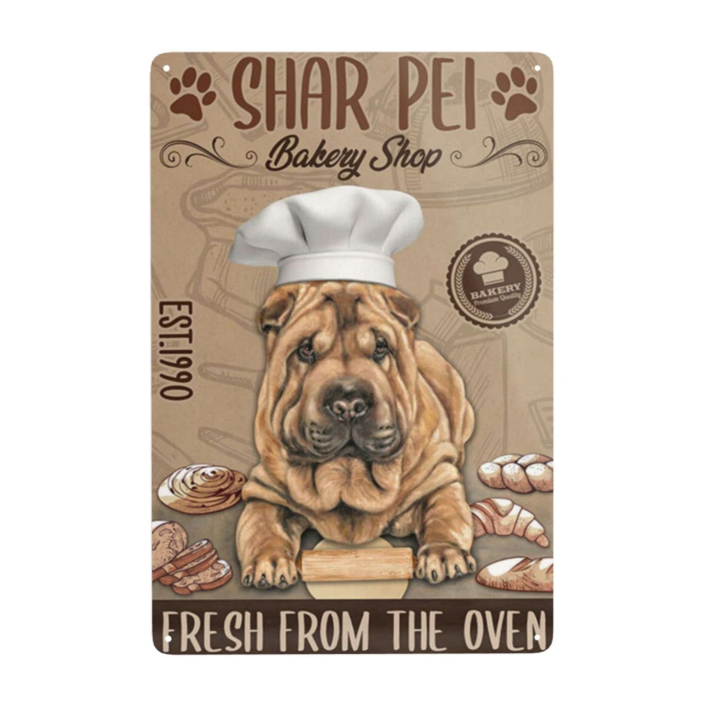 SHAR PEI Plaque métal décorative vintage