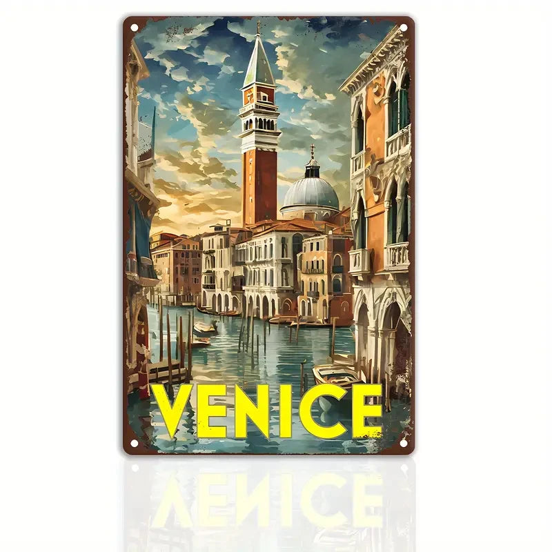 Vintage decorative metal plate 🌎 VENICE Italy No. 67 ✔