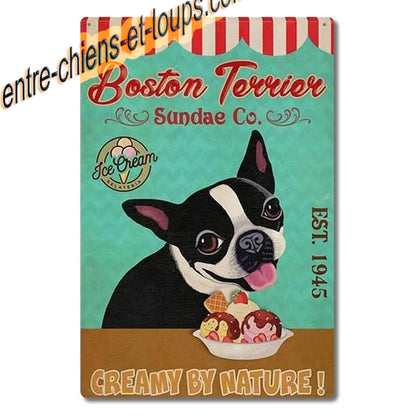 BOSTON TERRIER PLAQUE SUNDAE CO ICE CREAM