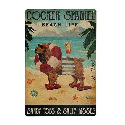 COCKER PLAQUE BEACH LIFE SANDY TOES & SALTY KISSES