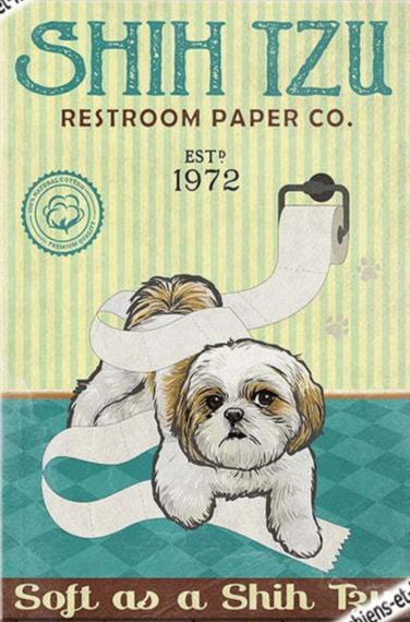 SHIH TZU Plaque métal décorative vintage