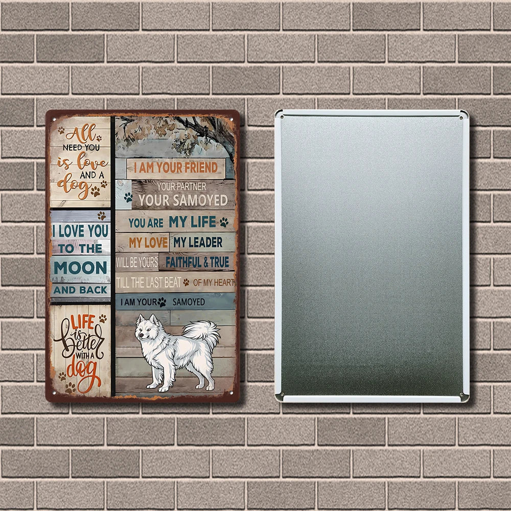 Plaque métal déco vintage 🐕 SAMOYED N° 19 ✔