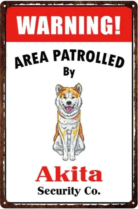 PLAQUE AKITA WARNING