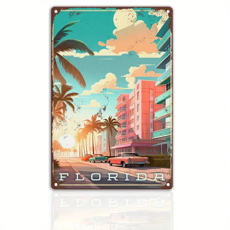 Plaque metal deco vintage 🌎 FLORIDE Etats Unis N° 205 ✔