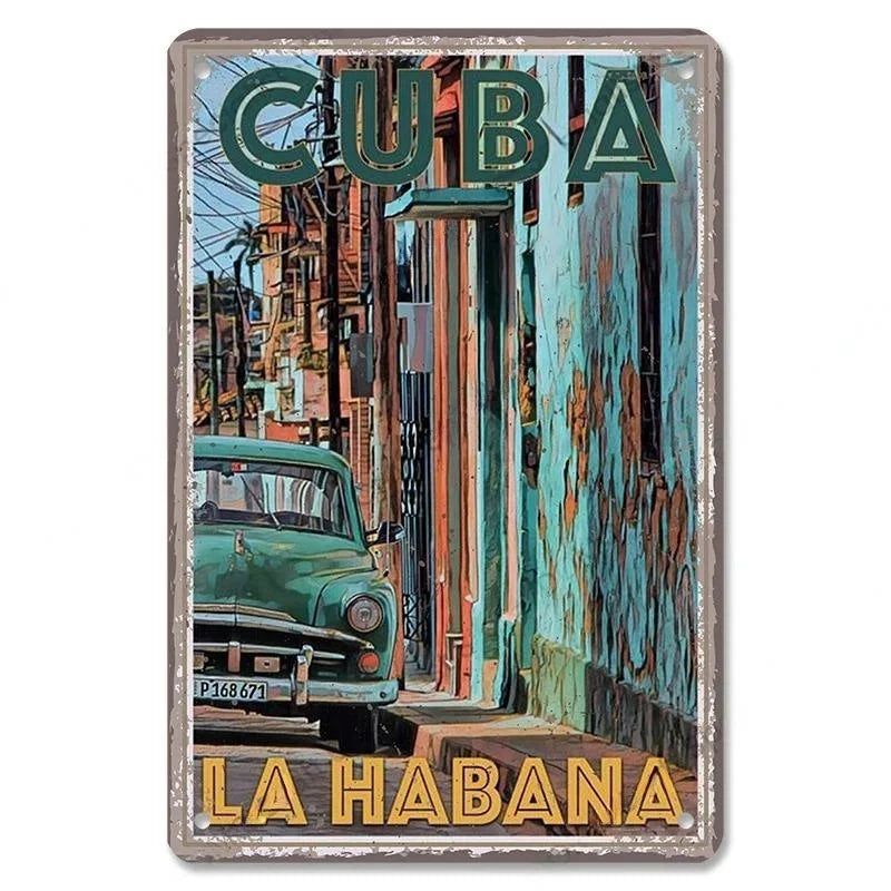 Plato metálico decorativo vintage 🌎 Cuba N° 24 ✔