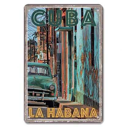 Plato metálico decorativo vintage 🌎 Cuba N° 24 ✔