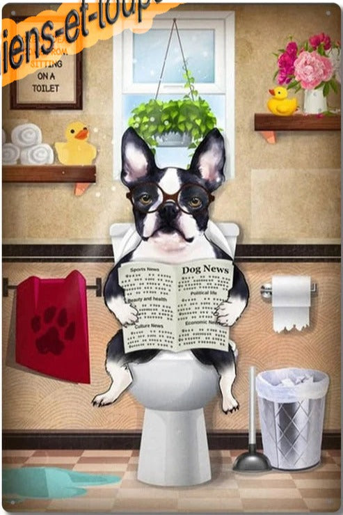 BOSTON TERRIER PLAQUE GREAT IDEAS COMME FROM SITTING ON A TOILET