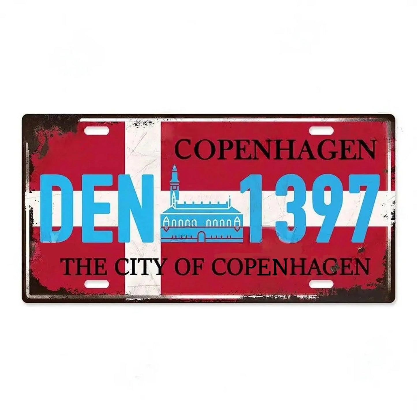 Plaque métal déco vintage 🌍 COPENHAGUE Danemark N° 1 ✔