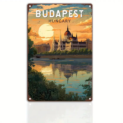 Plaque métal déco vintage 🌍 BUDAPEST Hongrie N° 9 ✔