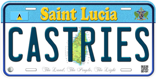 Vintage decorative metal plate 🌍 CASTRIES Saint Lucia Caribbean No. 2 ✔