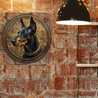 Vintage dekorativer Metallteller 🐕 DOBERMANN Nr. 109 ✔ 