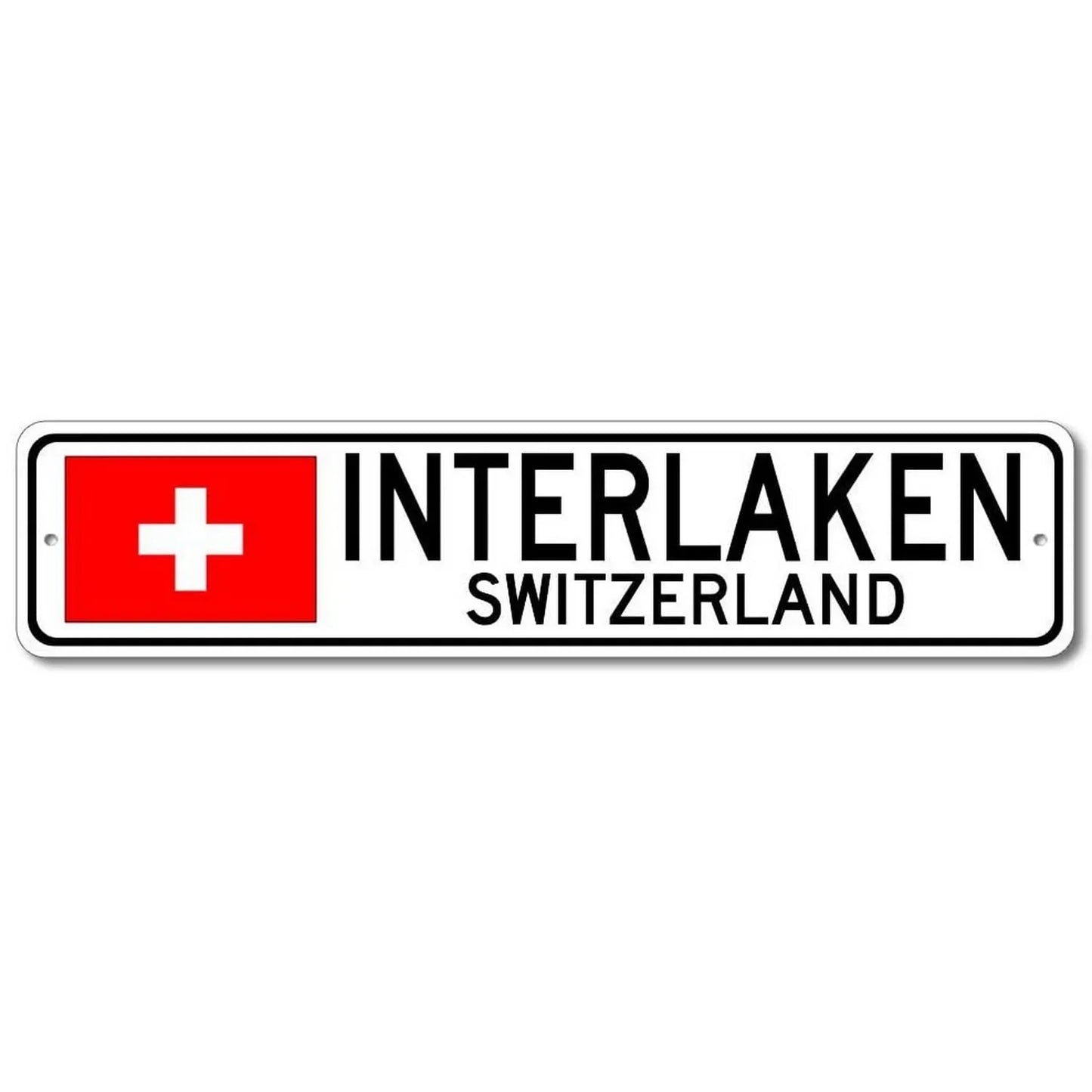 Plaque métal déco vintage 🌍 INTERLAKEN  Suisse N° 100 ✔